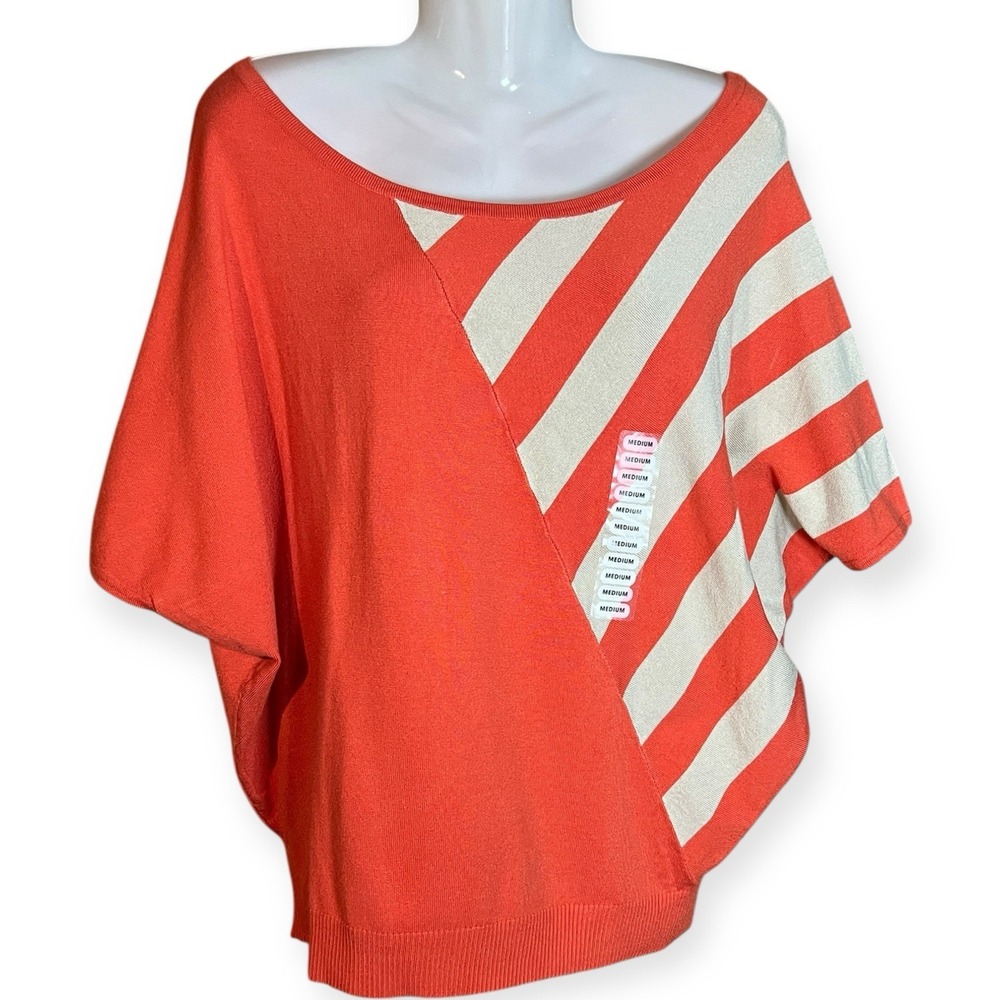 Chelsea & Theodore Womens Orange Short Sleeve Rayon Top Med Retro 80s Dreamsicle